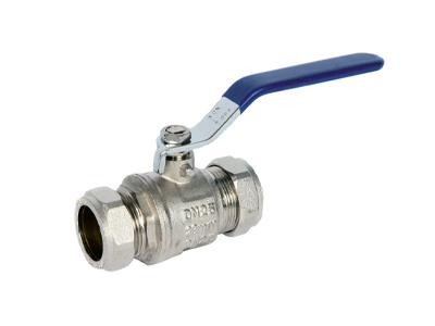 Compression Nickel Plated Brass Ball Valves, Blue Handle, WRAS Approved